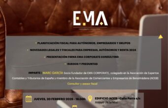 Taller ‘Planificación fiscal para autónomos, empresarios y grupos’, el 20 de febrero en ACEB
