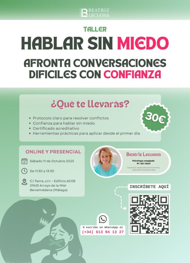 Cartel taller hablar sin miedo Beatriz Lecuona 11.10.25